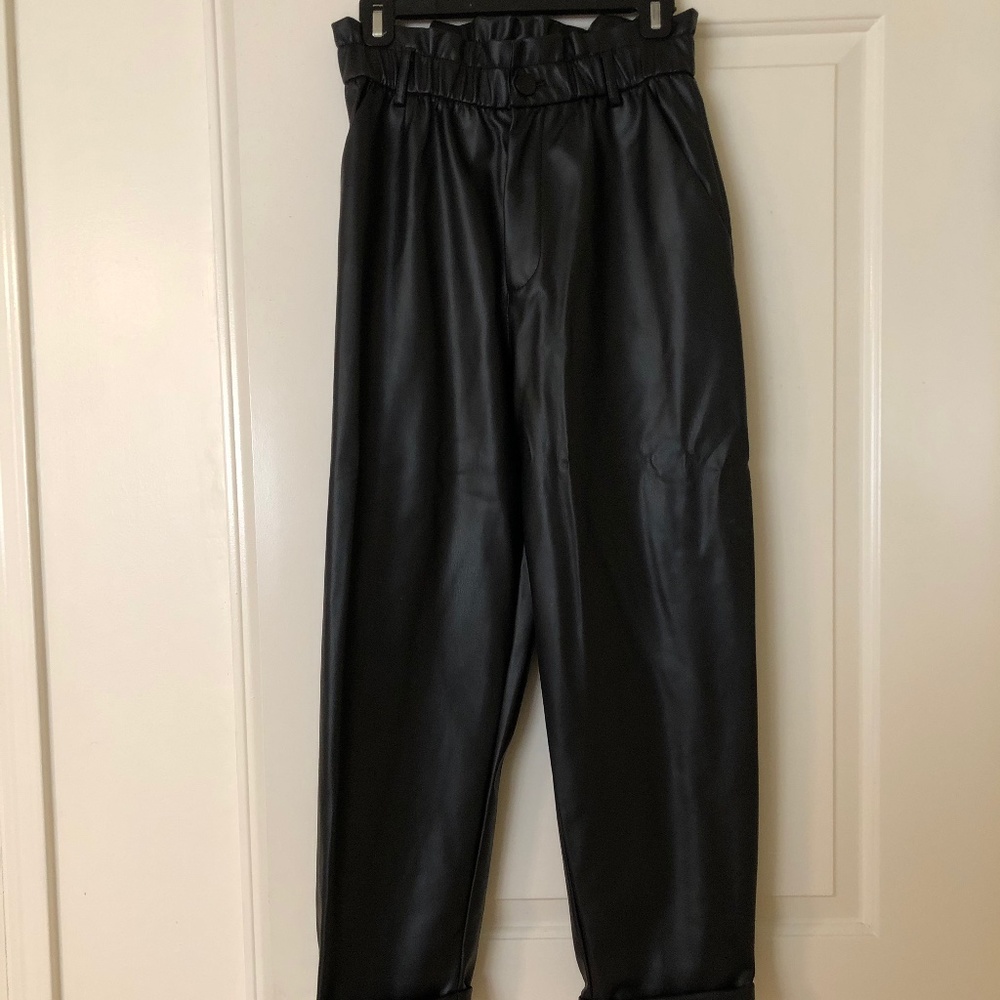 ZARA Paperbag Leather Pants
